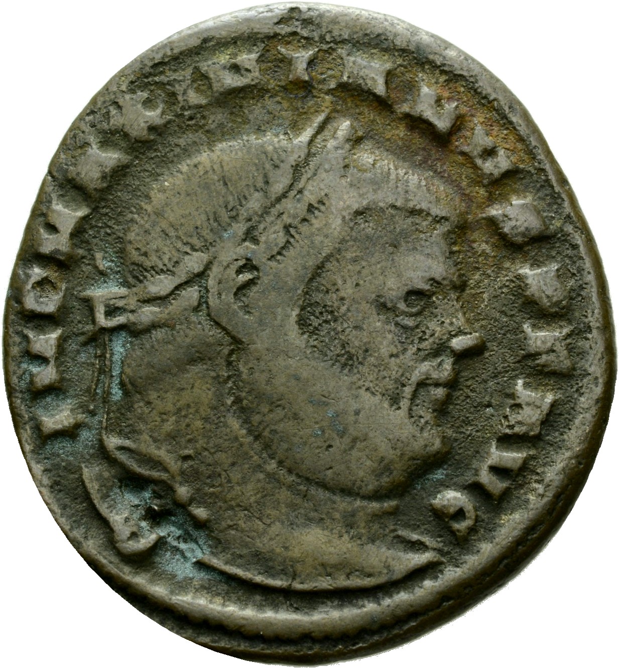 RIC VI Siscia 108b Maximian obverse, Head of Maximian, laureate, right