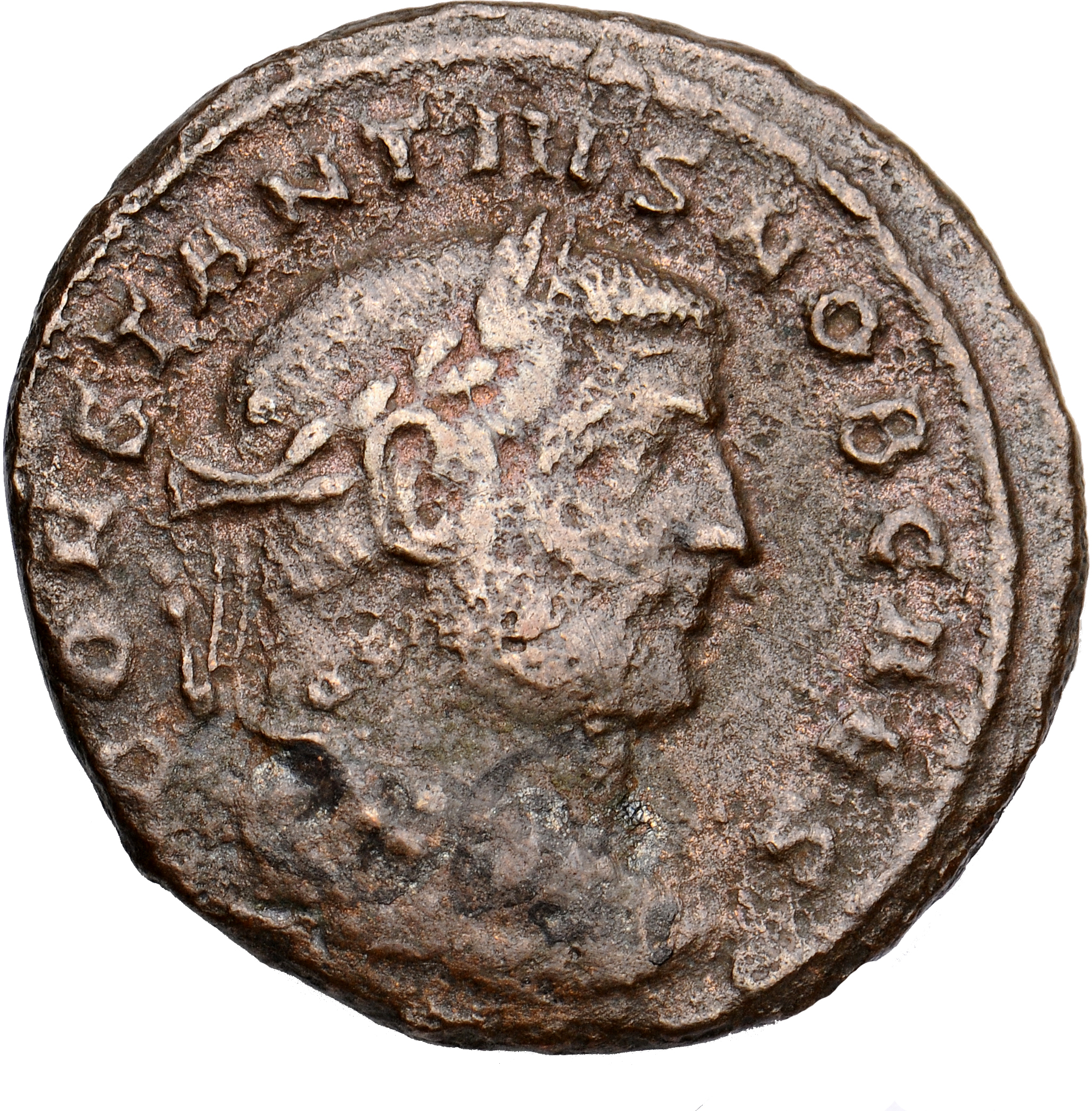 RIC VI Siscia 109a Maximian obverse, Head of Constantius Chlorus, laureate, right