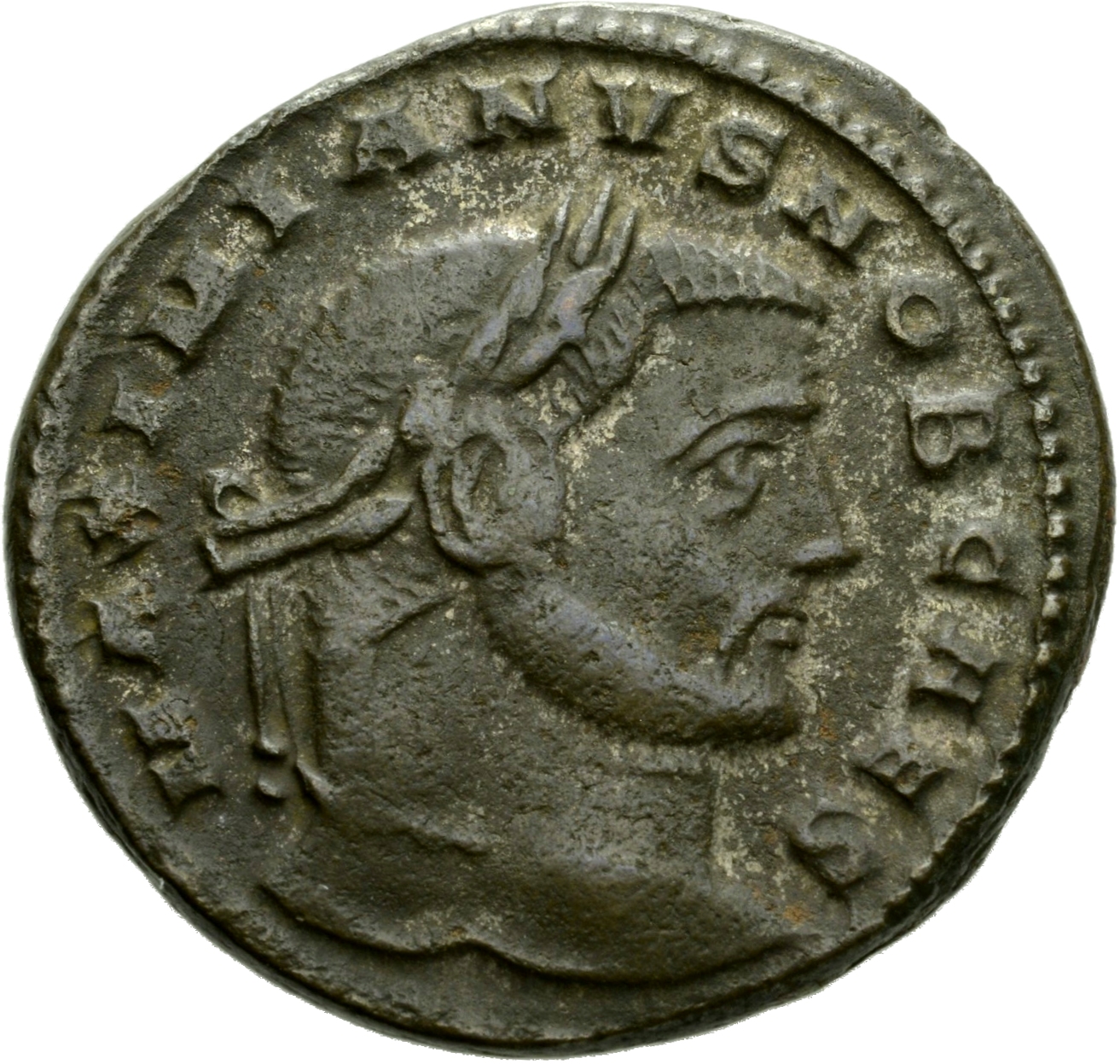RIC VI Siscia 135b Maximian obverse, Head of Galerius, laureate, right