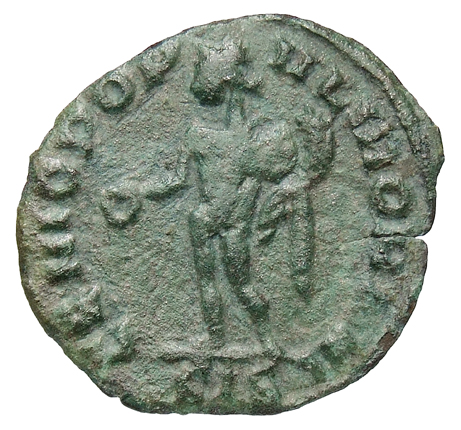 RIC VI Siscia 170a Constantius Chlorus reverse, Genius, wearing modius, nude, chlamys draped over left shoulder, standing ...
