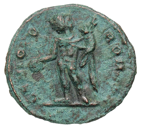 RIC VI Siscia 171b Constantius Chlorus reverse, Genius, wearing modius, nude, chlamys draped over left shoulder, standing ...
