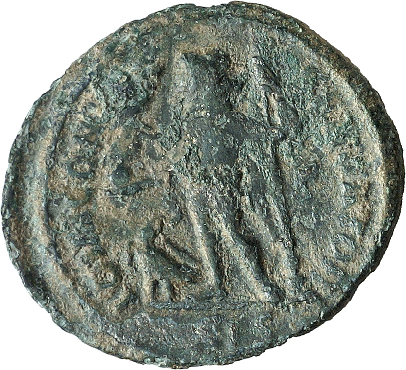 RIC VI Siscia 229a Licinius reverse, Jupiter, chlamys hanging from left shoulder, standing front, head left, holding thund...