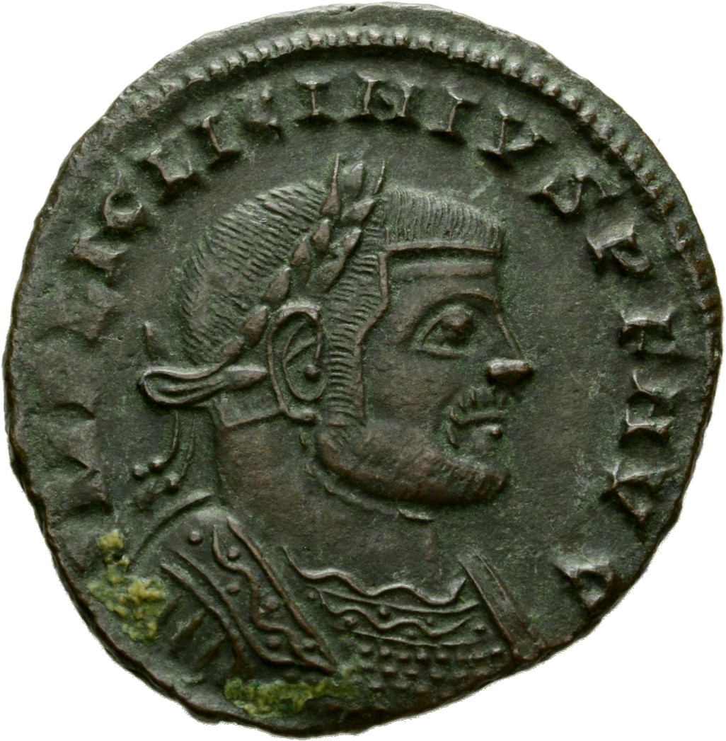 RIC VI Siscia 233a Licinius obverse, Head of Licinius, laureate, right