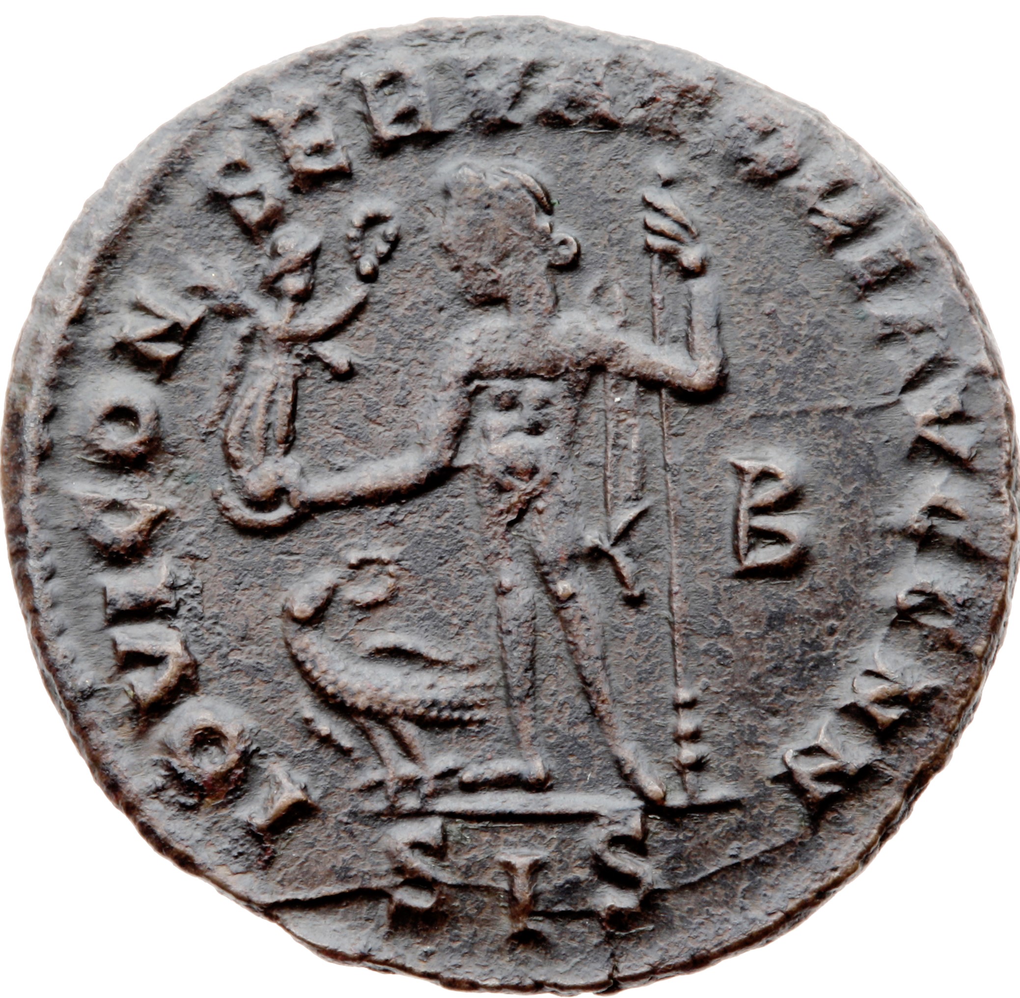 RIC VI Siscia 234a Licinius reverse — Jupiter, chlamys hanging from left shoulder, standing front, head left, holding Vict...