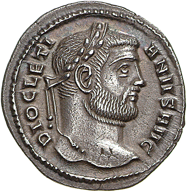 RIC VI Siscia 49 Maximian obverse, Head of Diocletian, laureate, right
