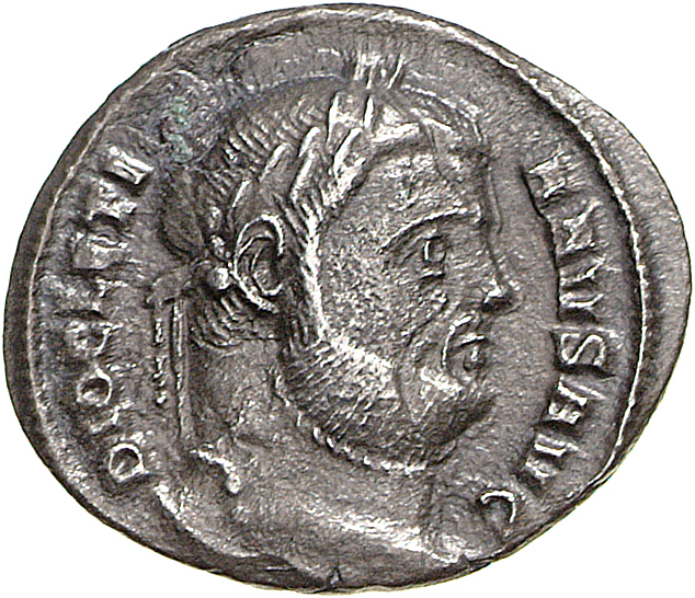 RIC VI Siscia 66a Maximian obverse, Head of Diocletian, laureate, right