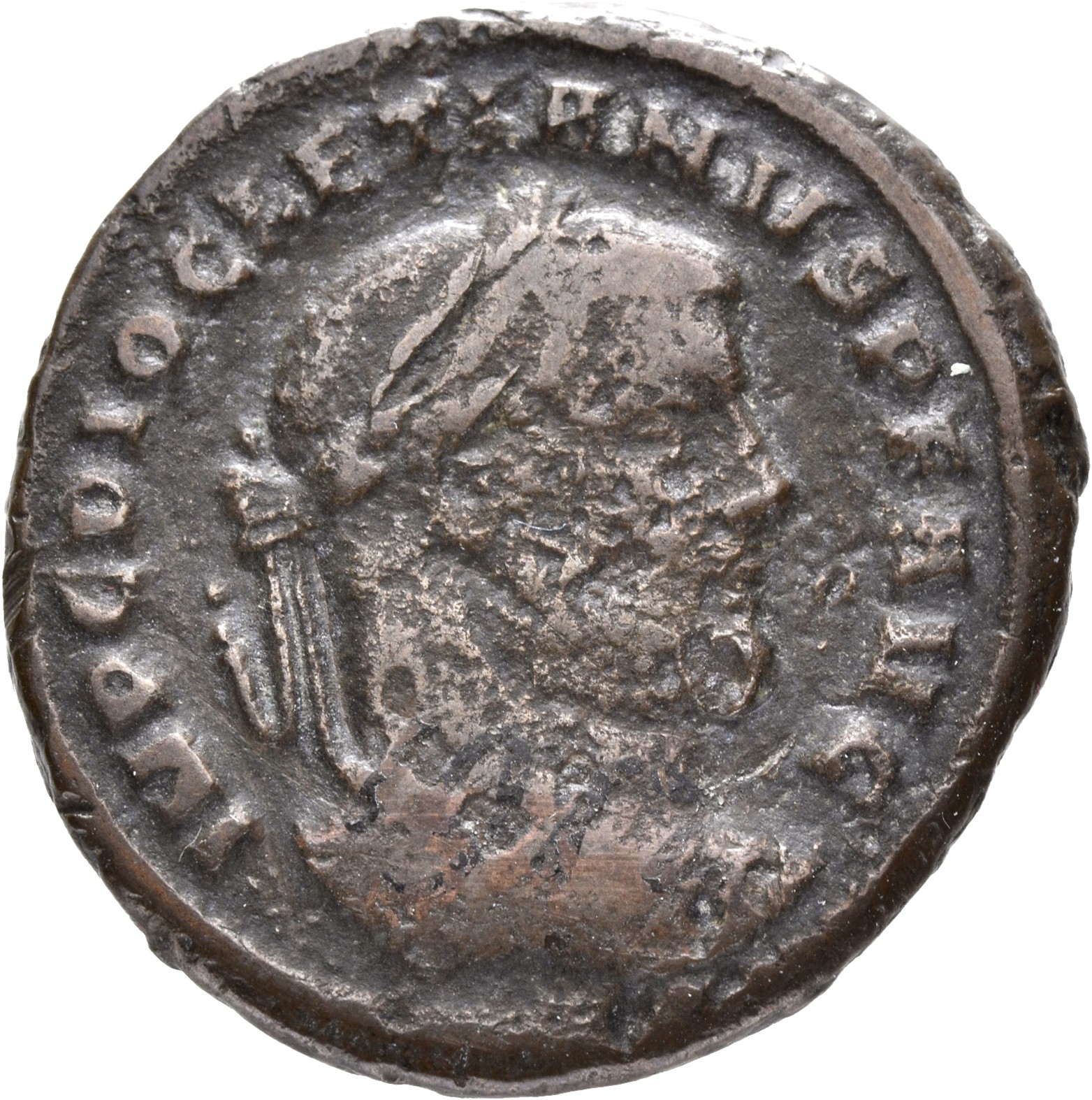 RIC VI Siscia 85a Maximian obverse, Head of Diocletian, laureate, right