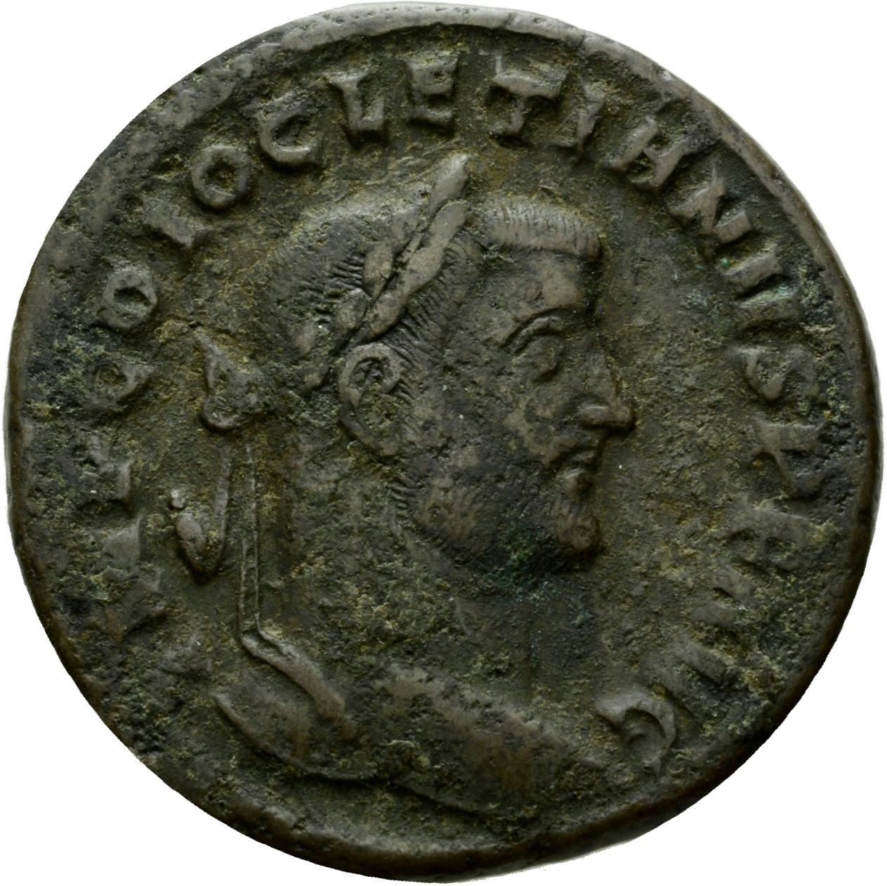 RIC VI Siscia 95a Maximian obverse, Head of Diocletian, laureate, right