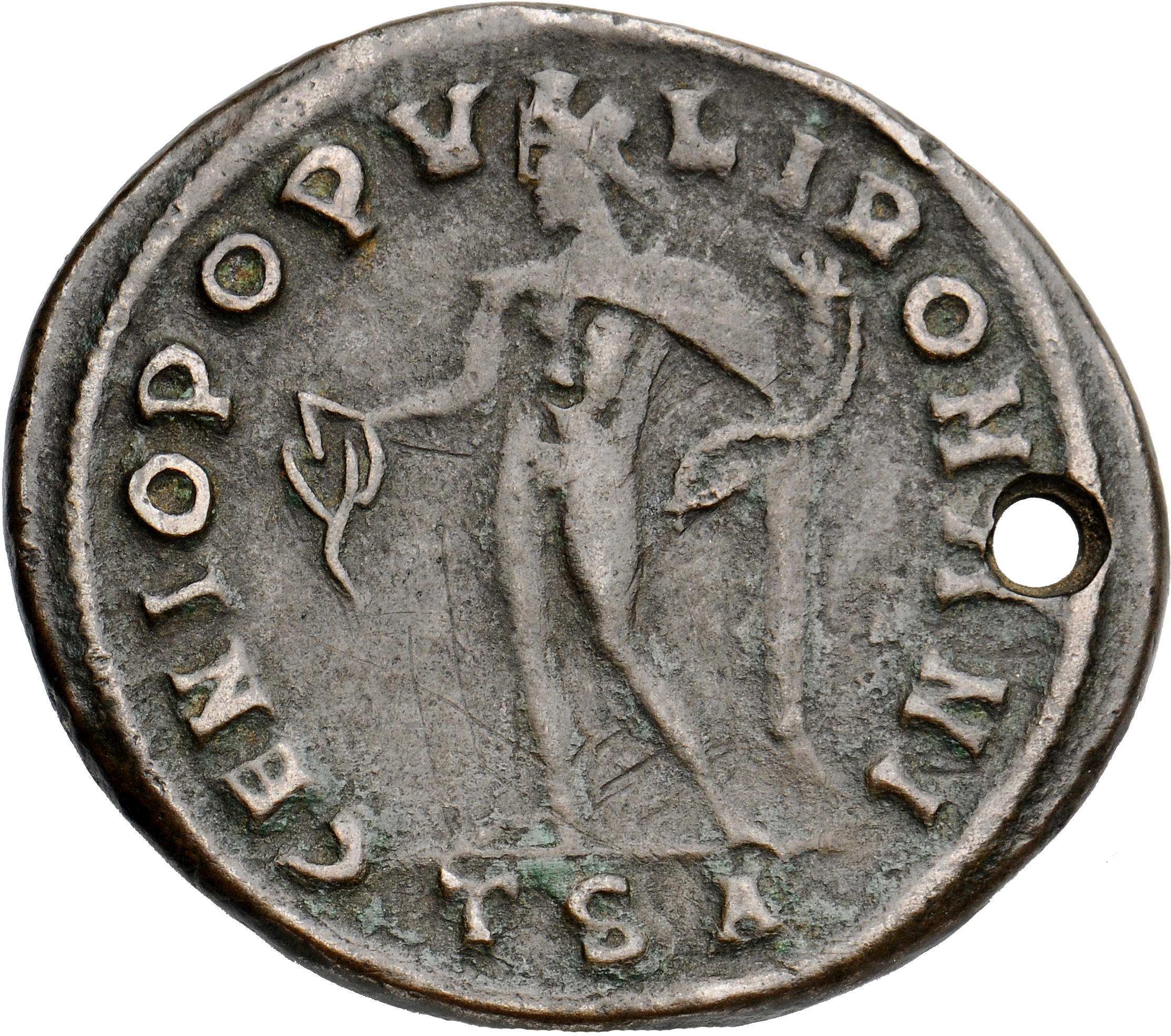 RIC VI Thessalonica 20b Diocletian reverse, Genius, wearing modius, nude, chlamys draped over left shoulder, standing left...