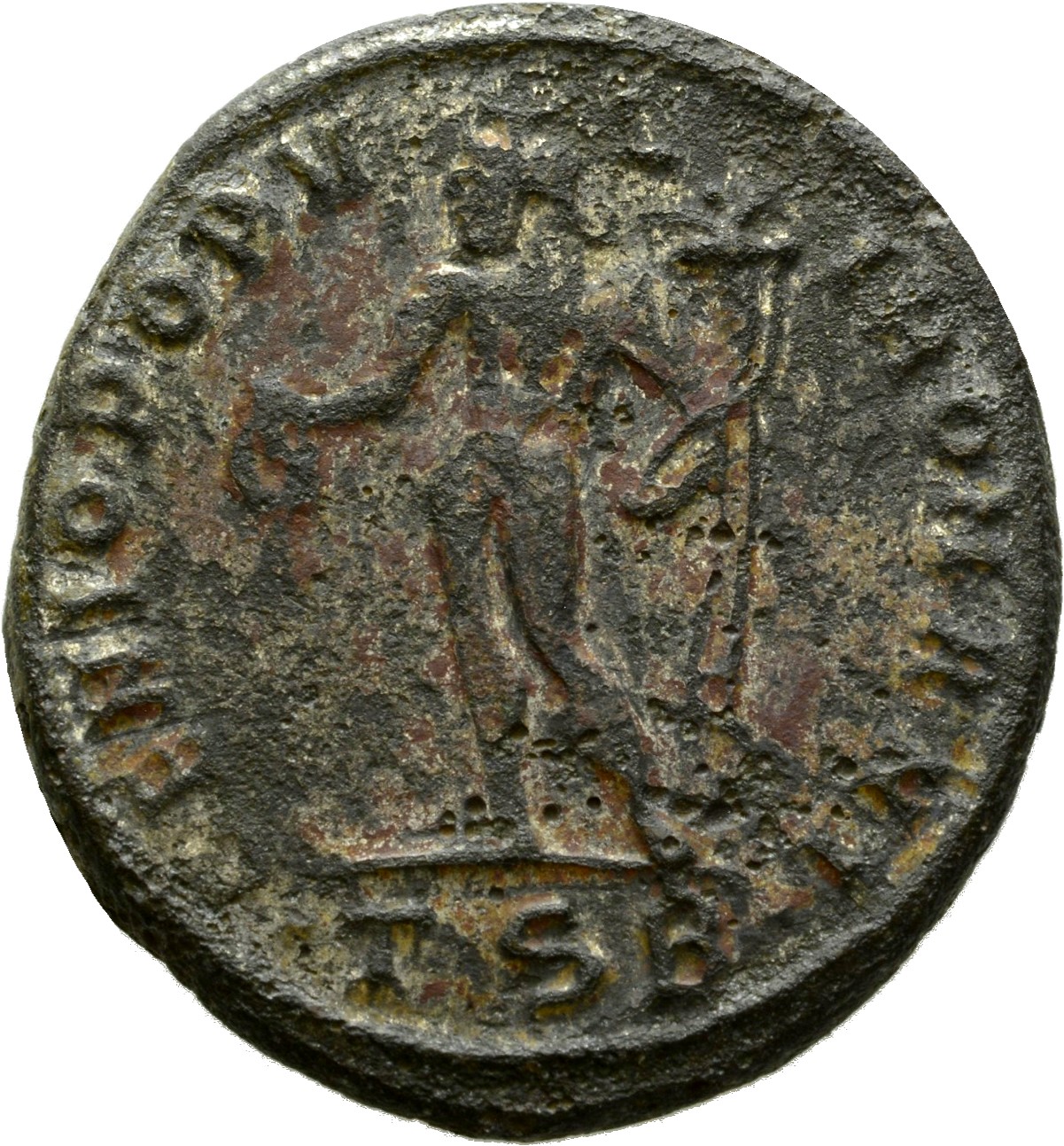 RIC VI Thessalonica 21a Diocletian reverse, Genius, wearing modius, nude, chlamys draped over left shoulder, standing left...