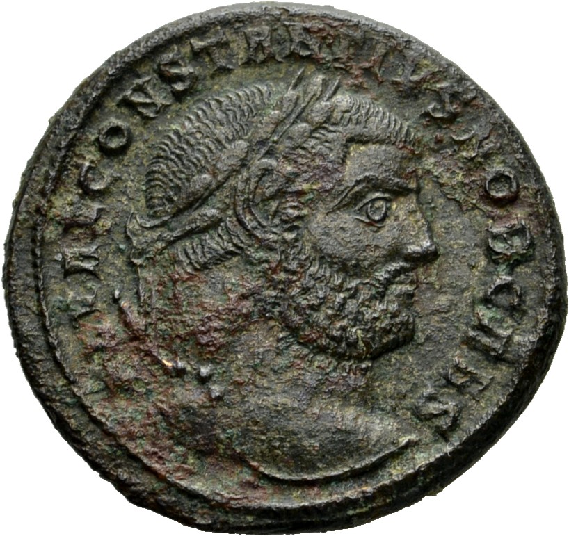 RIC VI Thessalonica 22a Diocletian obverse, Head of Constantius Chlorus, laureate, right