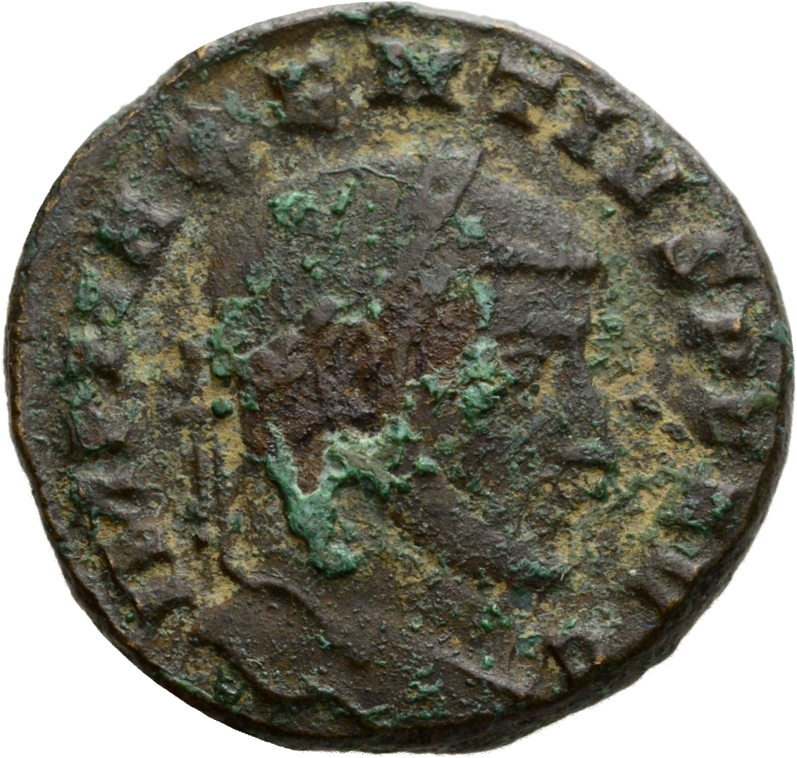 RIC VI Ticinum 108 Maxentius obverse, Head of Maxentius, laureate, right