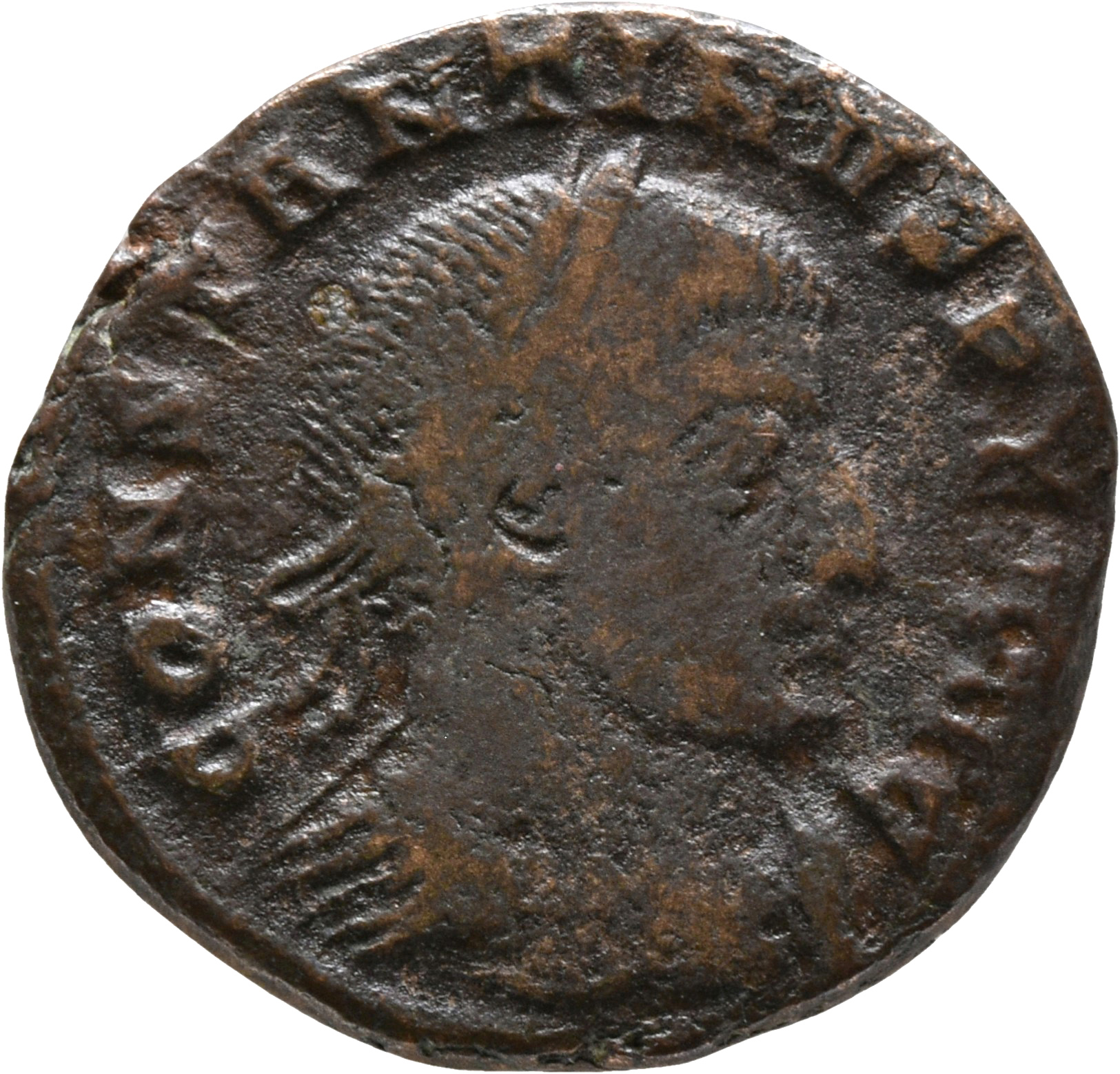 RIC VI Ticinum 117 Constantine I obverse, Bust of Constantine I, laureate, cuirassed, right