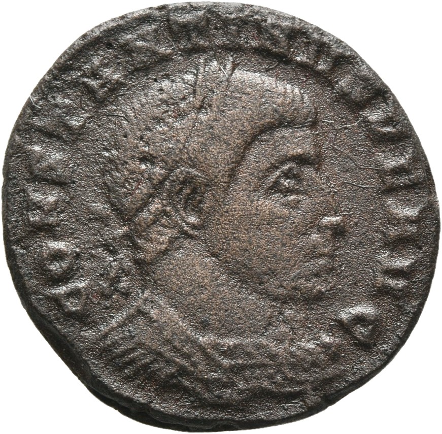 RIC VI Ticinum 128 Constantine I obverse, Bust of Constantine I, laureate, cuirassed, right