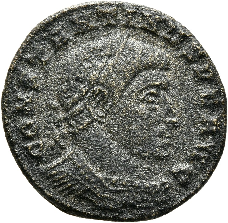 RIC VI Ticinum 128 Constantine I obverse — Bust of Constantine I, laureate, cuirassed, right