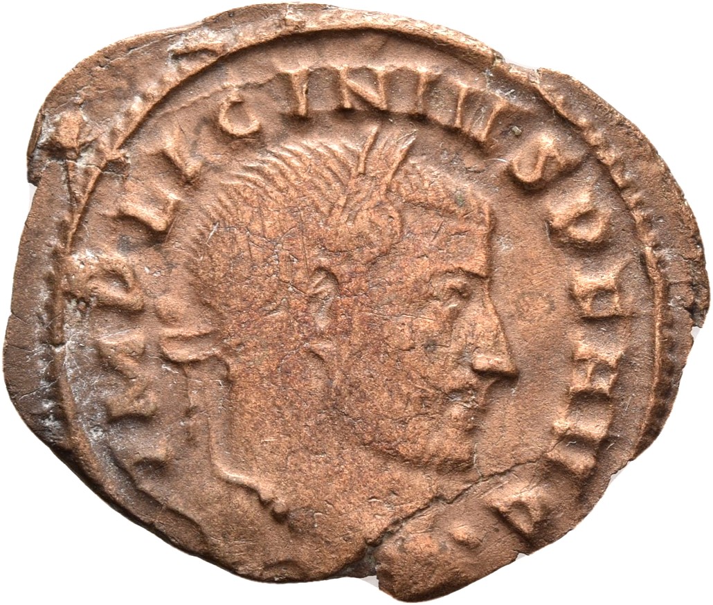 RIC VI Ticinum 135b Constantine I obverse — Bust of Licinius, laureate, cuirassed, right