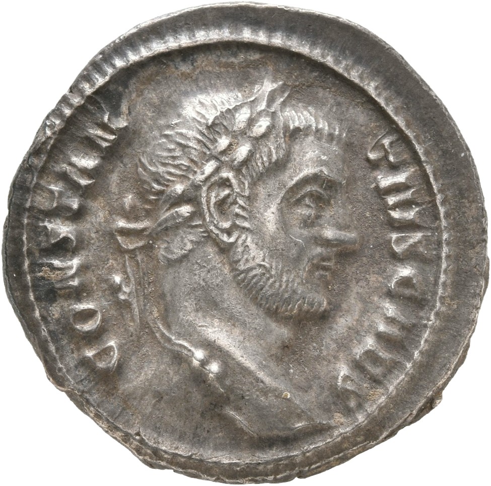 RIC VI Ticinum 13a Maximian obverse, Head of Constantius Chlorus, laureate, right