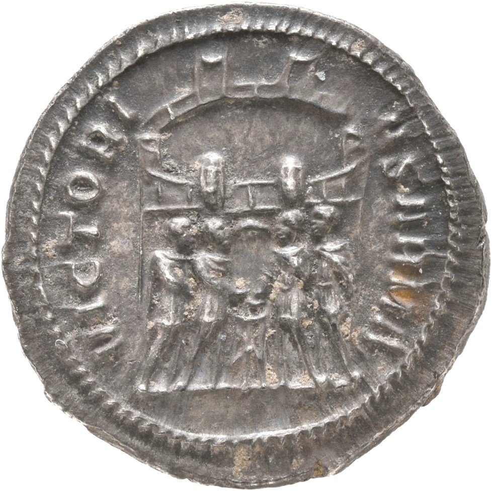 RIC VI Ticinum 13a Maximian reverse, Diocletian, Maximian, Constantius Chlorus, and Galerius, draped, sacrificing over tri...
