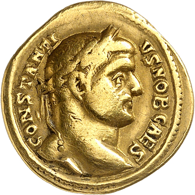 RIC VI Ticinum 2 Maximian reverse, Head of Constantius Chlorus, laureate, right