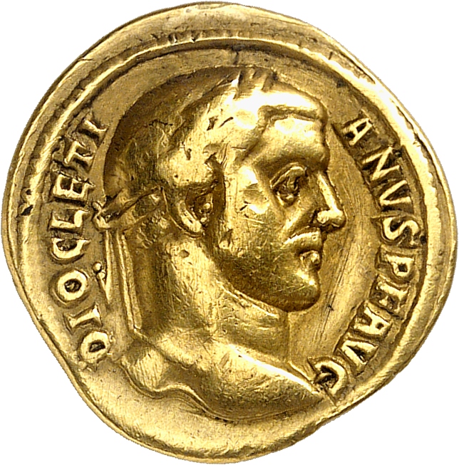 RIC VI Ticinum 2 Maximian obverse, Head of Diocletian, laureate, right