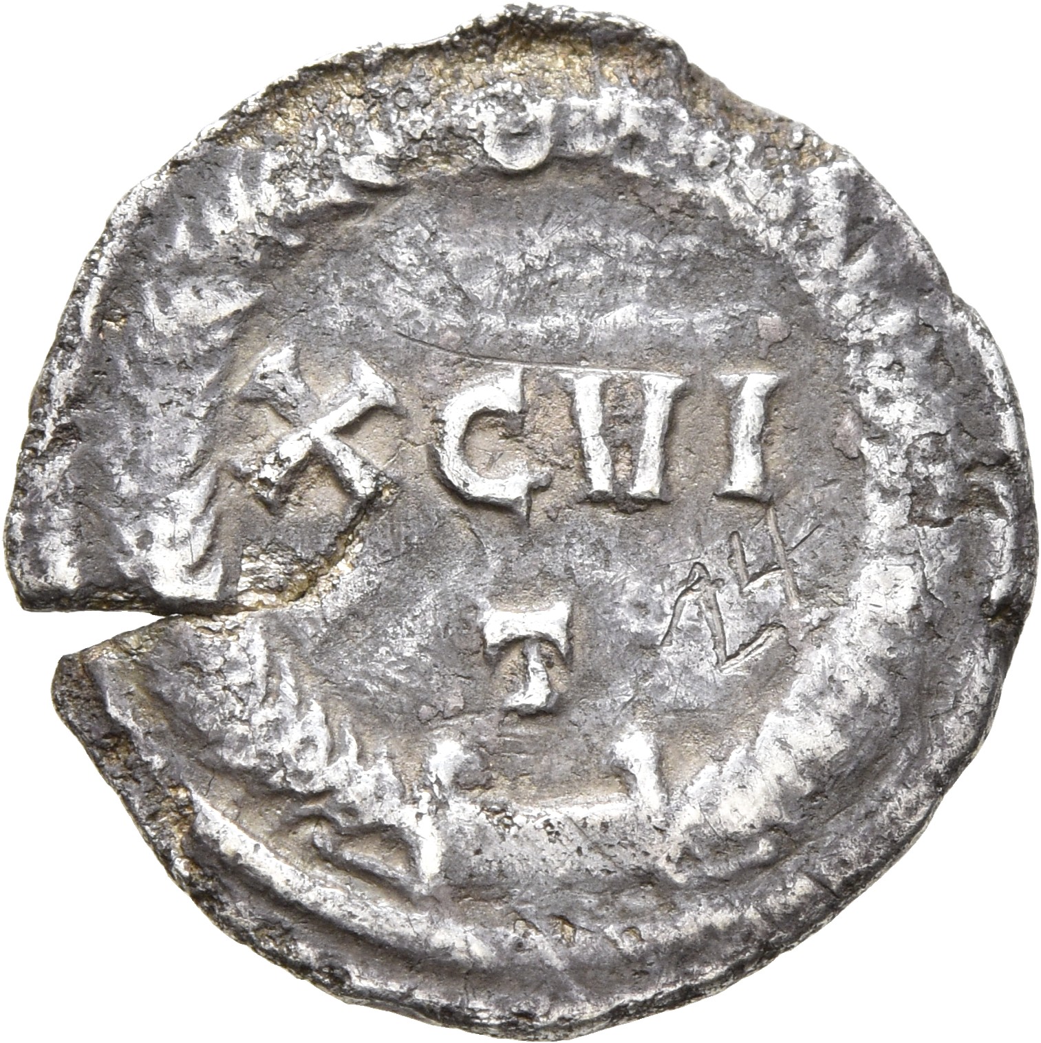 RIC VI Ticinum 21a Maximian reverse, XCVI/T within a wreath