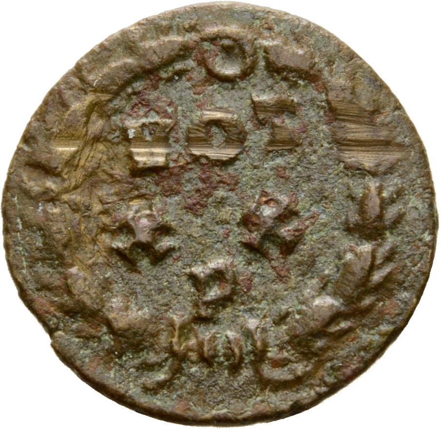 RIC VI Ticinum 38b Maximian reverse, VOT / • / XX within a wreath