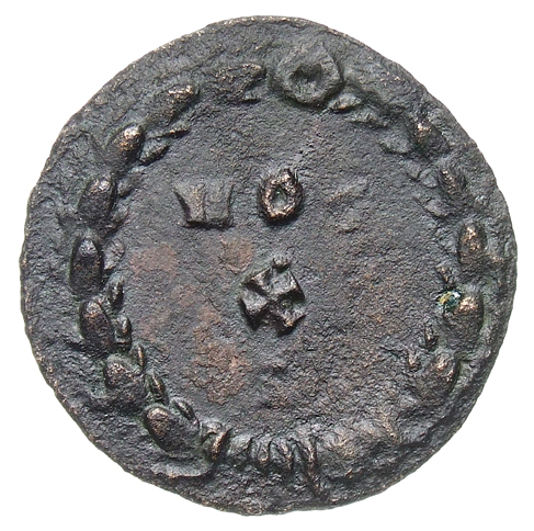 RIC VI Ticinum 42a Maximian reverse, VOT / • / X within a wreath