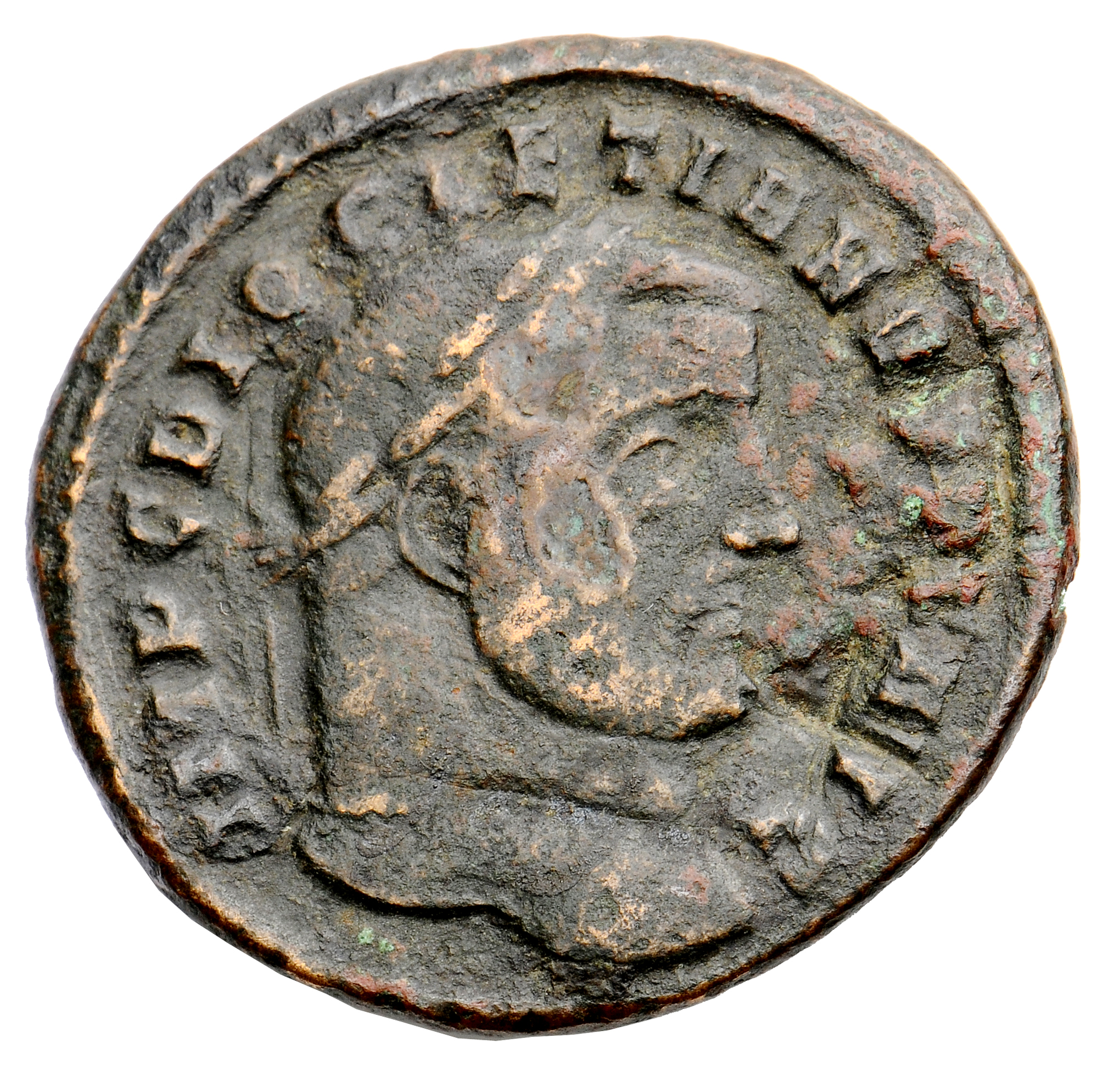RIC VI Ticinum 43a Maximian obverse, Head of Diocletian, laureate, right