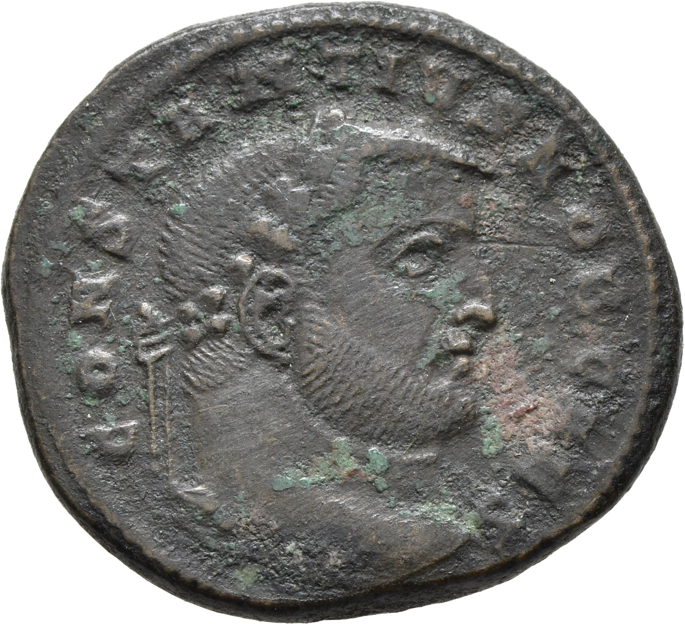 RIC VI Ticinum 44a Maximian obverse, Head of Constantius Chlorus, laureate, right