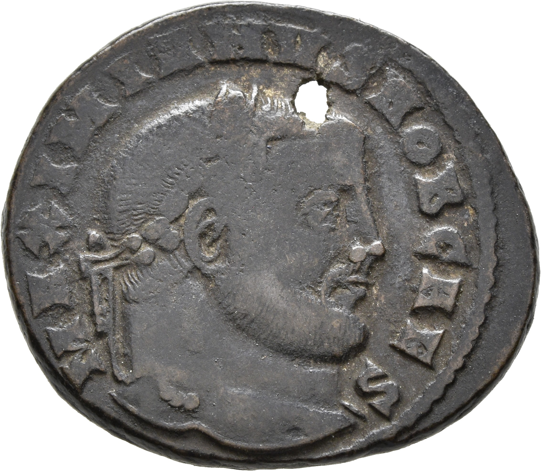 RIC VI Ticinum 46a Maximian obverse, Head of Constantius Chlorus, laureate, right