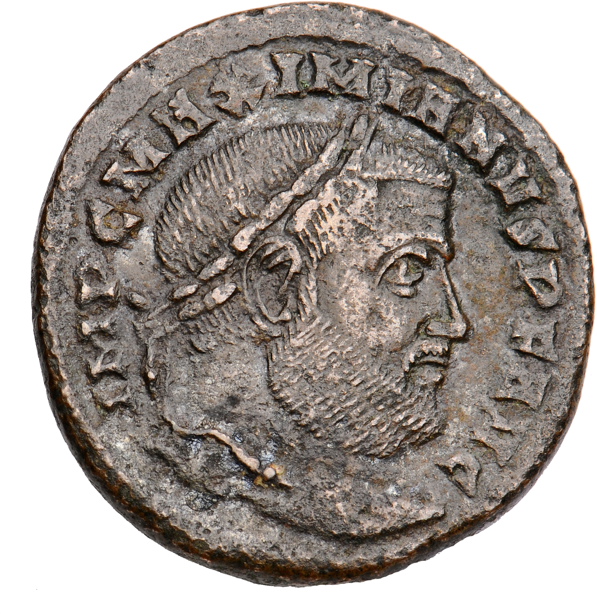 RIC VI Ticinum 55b Constantius Chlorus obverse, Head of Galerius, laureate, right