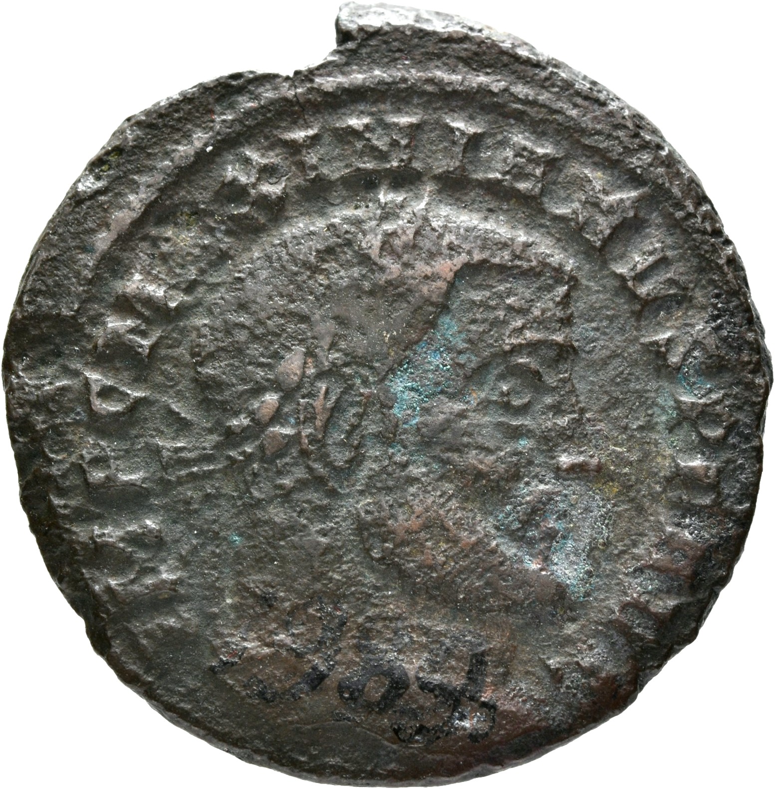 RIC VI Ticinum 55b Constantius Chlorus obverse — Head of Galerius, laureate, right