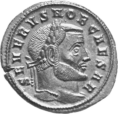 RIC VI Ticinum 58a Constantius Chlorus obverse, Head of Severus II, laureate, right