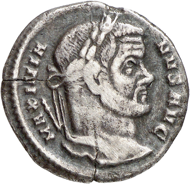 RIC VI Treveri 104b Maximian obverse, Head of Maximian, laureate, right
