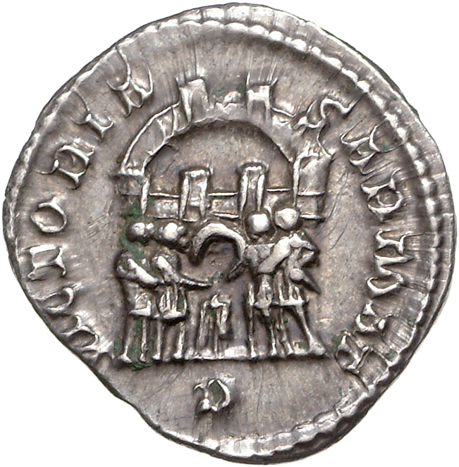 RIC VI Treveri 105b Maximian reverse, Diocletian, Maximian, Constantius Chlorus, and Galerius, draped, standing, sacrifici...