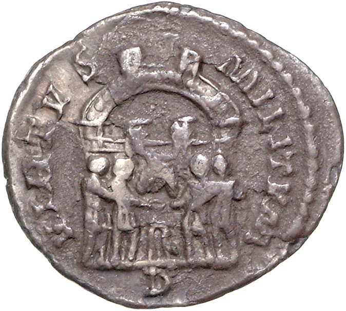 RIC VI Treveri 109b Maximian reverse, Diocletian, Maximian, Constantius Chlorus, and Galerius, draped, standing, sacrifici...