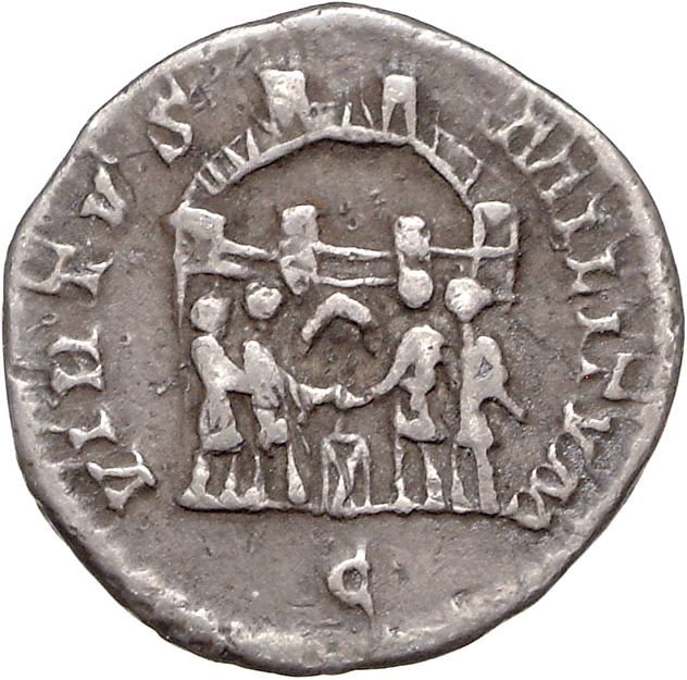 RIC VI Treveri 109b Maximian reverse — Diocletian, Maximian, Constantius Chlorus, and Galerius, draped, standing, sacrific...