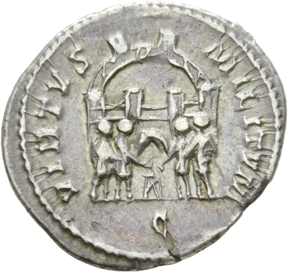 RIC VI Treveri 110b Maximian reverse, Diocletian, Maximian, Constantius Chlorus, and Galerius, draped, standing, sacrifici...