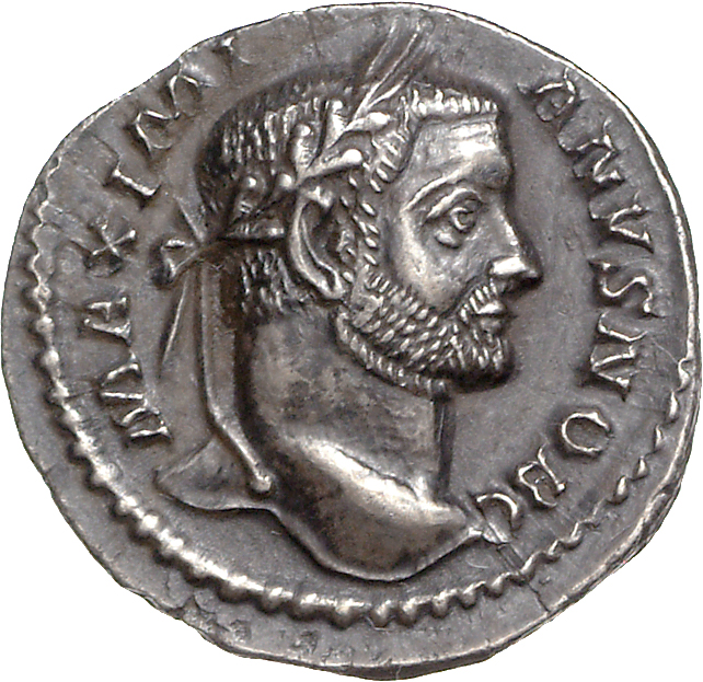 RIC VI Treveri 110b Maximian obverse — Head of Galerius, laureate, right