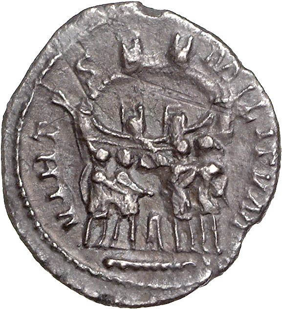 RIC VI Treveri 116b Maximian reverse, Diocletian, Maximian, Constantius Chlorus, and Galerius, draped, standing, sacrifici...