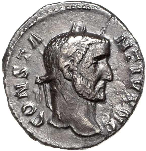 RIC VI Treveri 117a Maximian obverse — Head of Constantius Chlorus, laureate, right