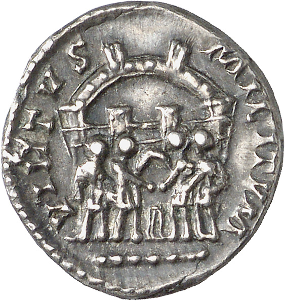 RIC VI Treveri 123b Maximian reverse, Diocletian, Maximian, Constantius Chlorus, and Galerius, draped, standing, sacrifici...