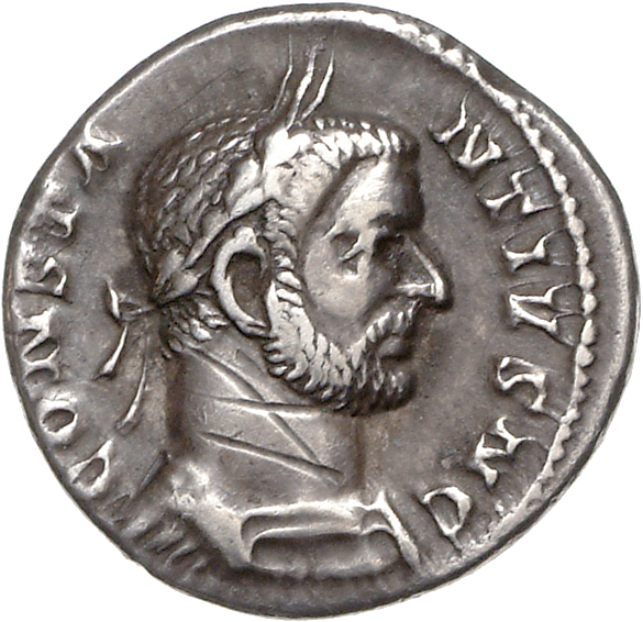 RIC VI Treveri 124a Maximian obverse, Bust of Constantius Chlorus, laureate, cuirassed, right