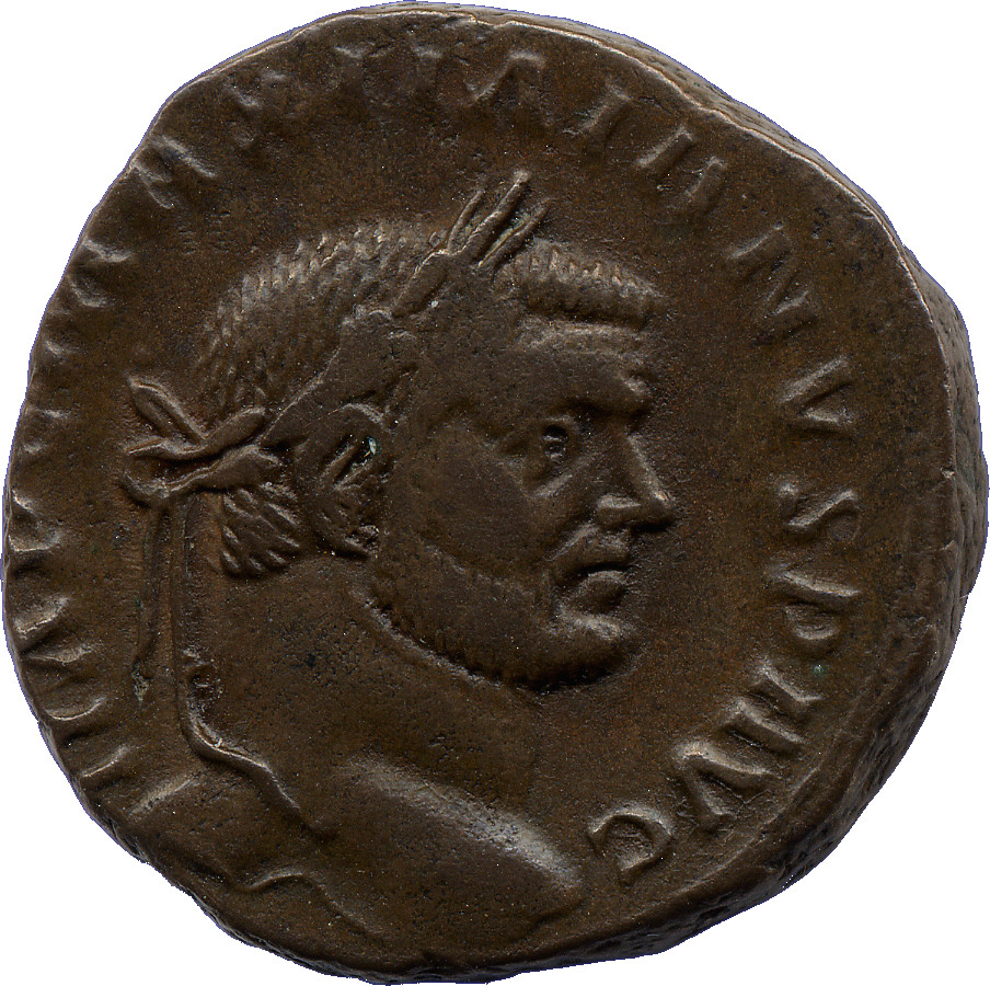 RIC VI Treveri 139b Maximian obverse, Head of Maximian, laureate, right, sometimes seen from behind