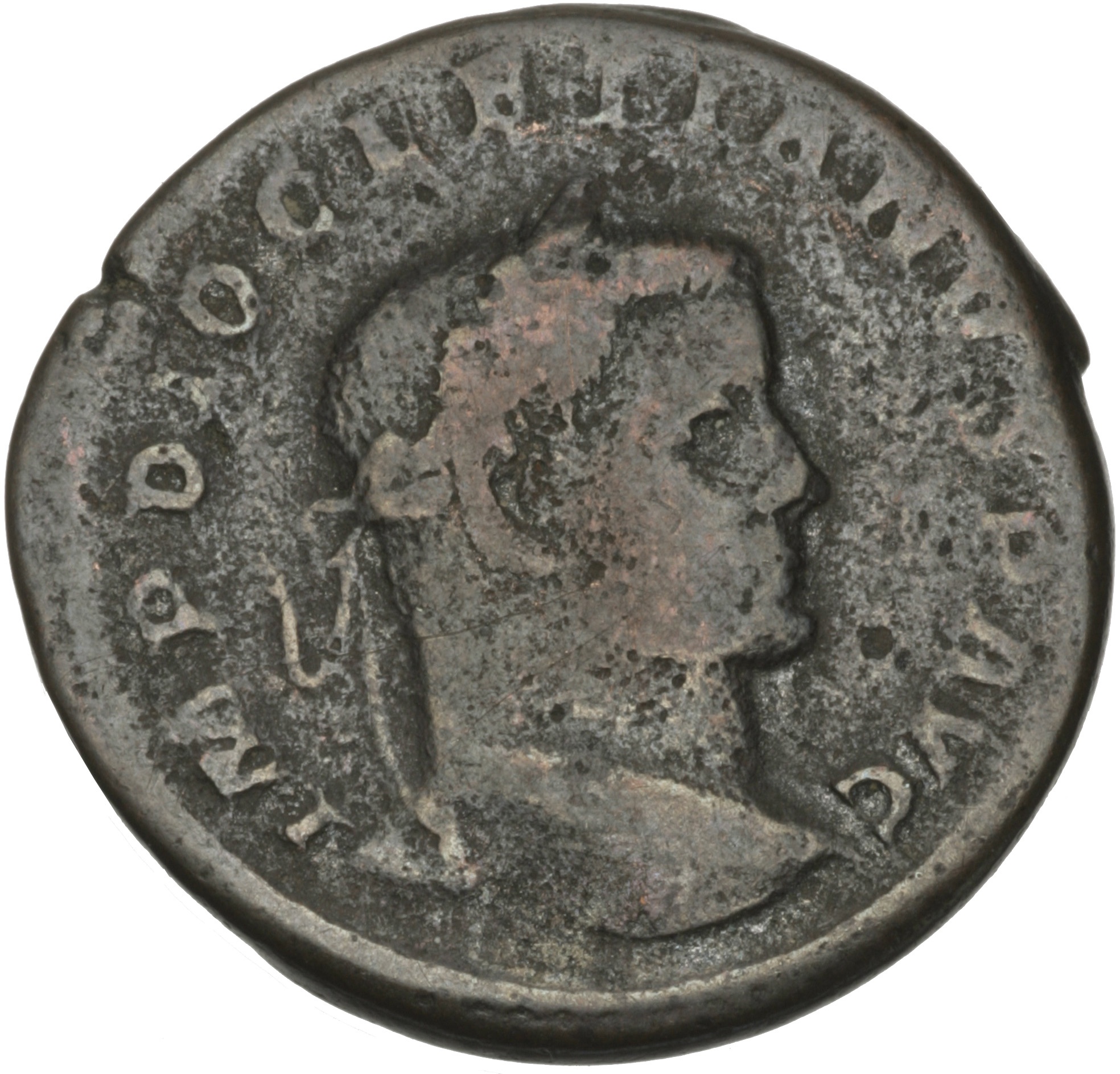 RIC VI Treveri 152a Maximian obverse, Head of Diocletian, laureate, right