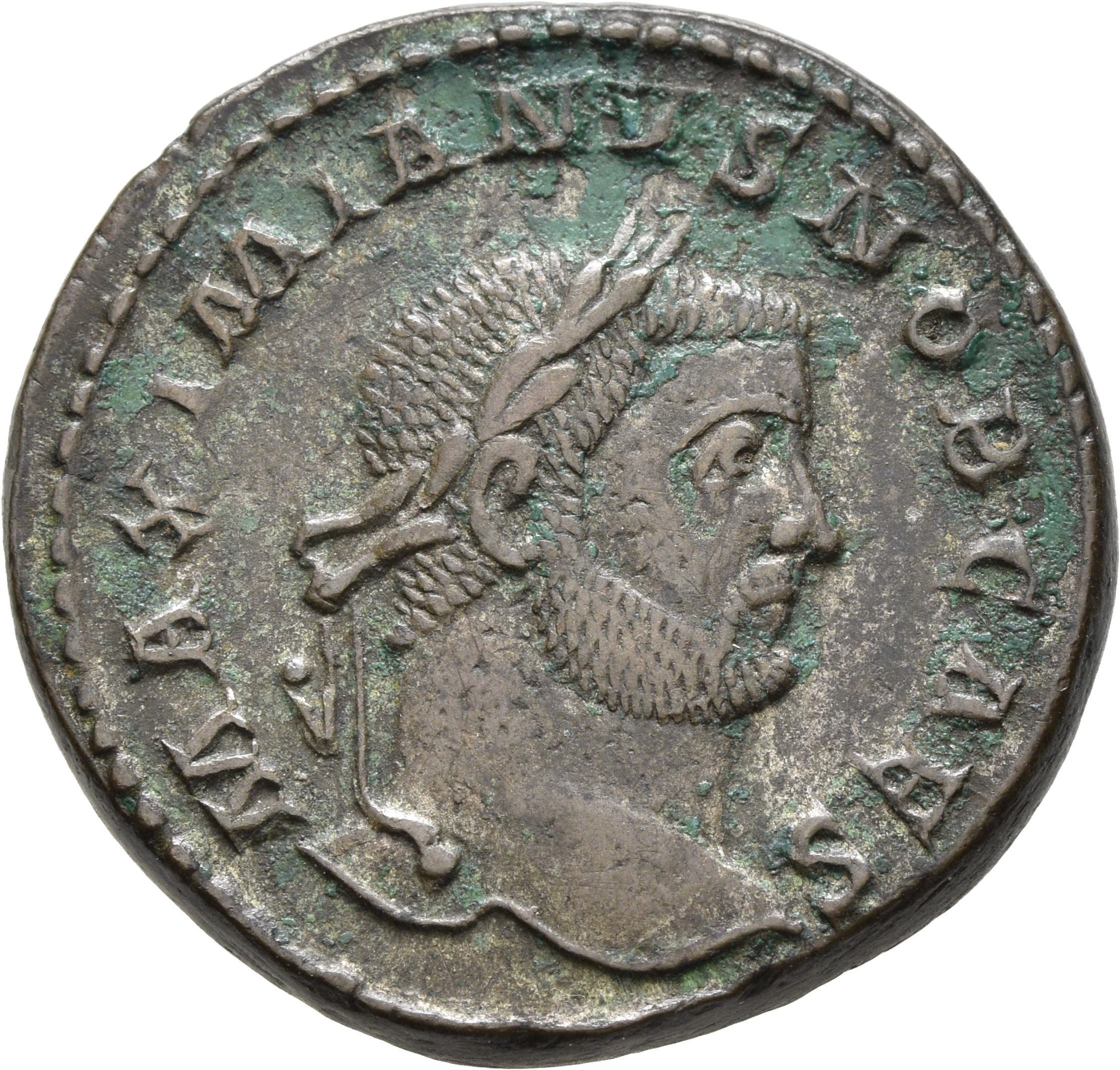 RIC VI Treveri 158b Maximian obverse, Head of Galerius, laureate, right