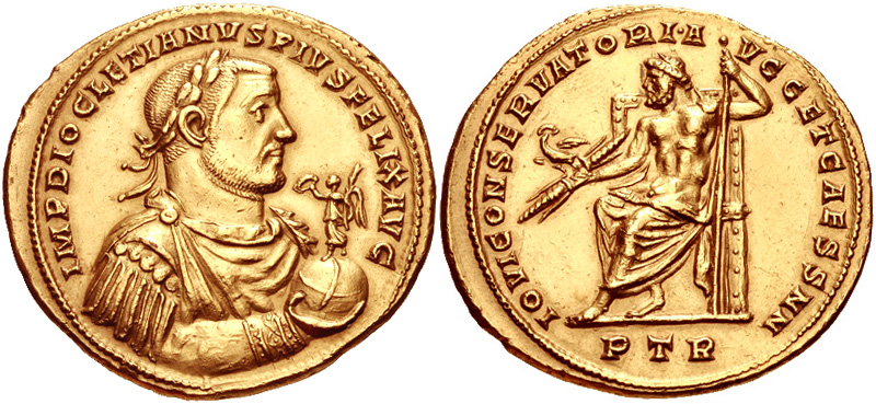 RIC VI Treveri 16 Maximian obverse — Head of Diocletian, laureate, right