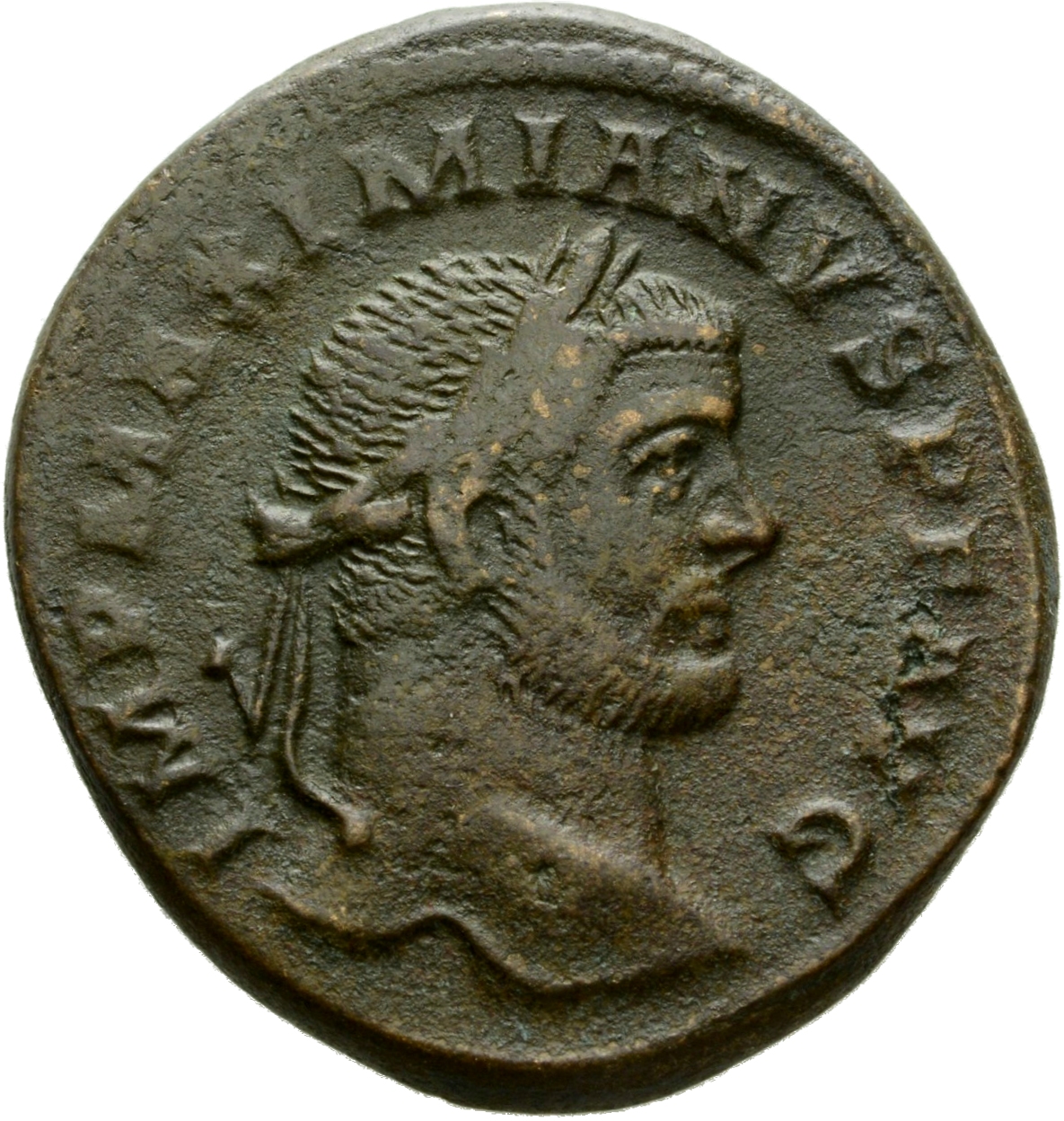 RIC VI Treveri 170b Maximian obverse, Head of Maximian, laureate, right