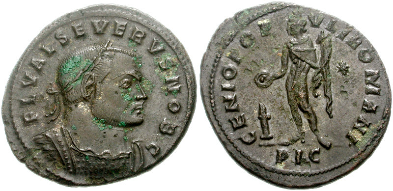 RIC VI Treveri 193 Maximian obverse, Bust of Diocletian, laureate, cuirassed, left, holding spear (rarely sceptre) over ri...
