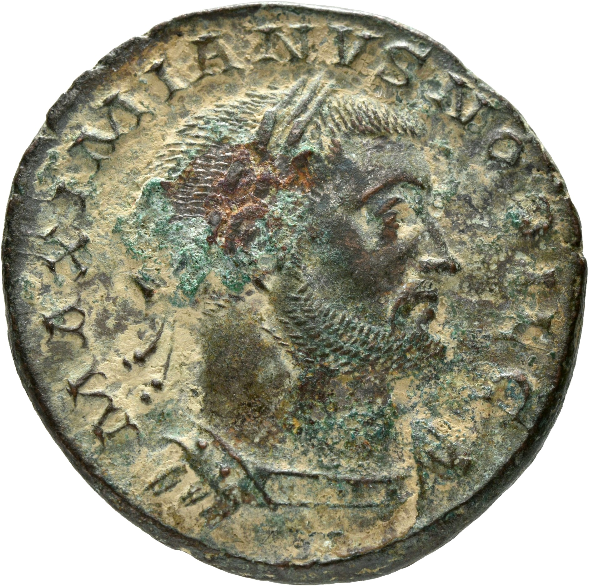 RIC VI Treveri 349b Maximian obverse, Bust of Galerius, laureate, cuirassed, right